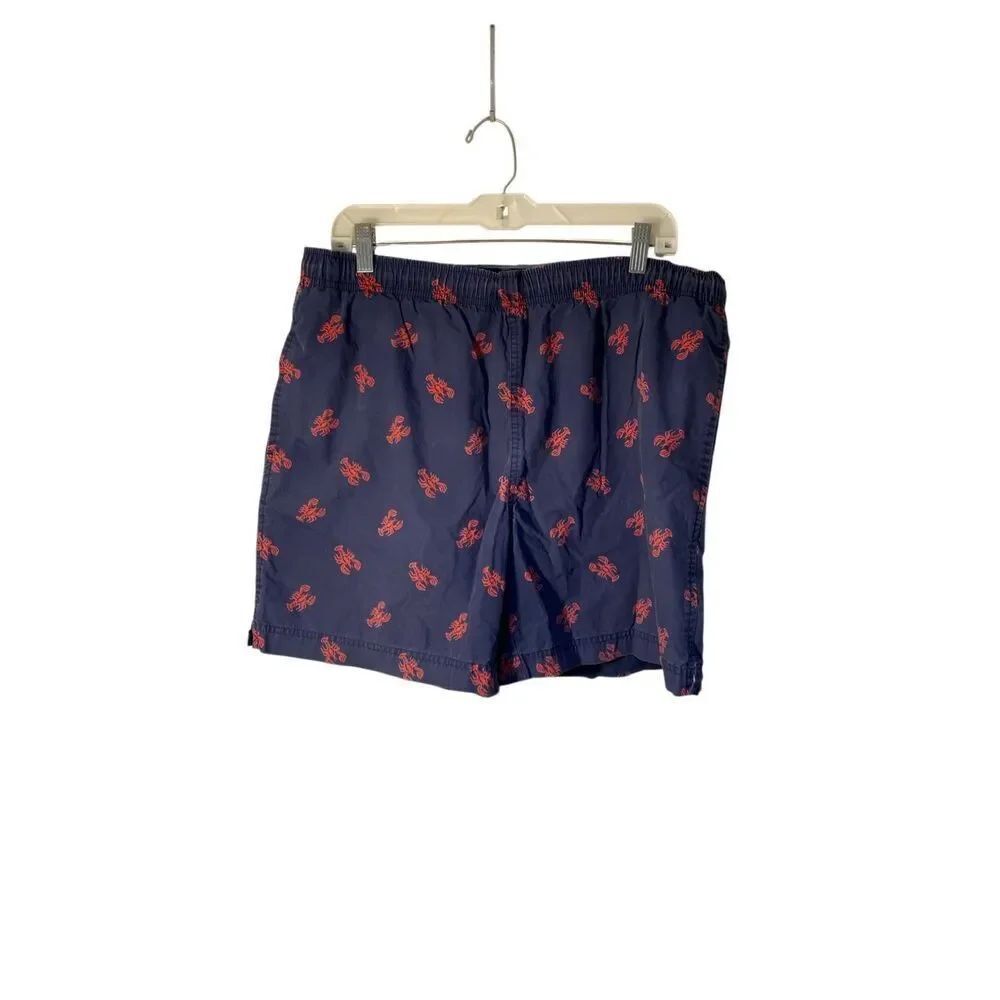 Ralph Lauren men’s lobster print, navy blue swim trunks large